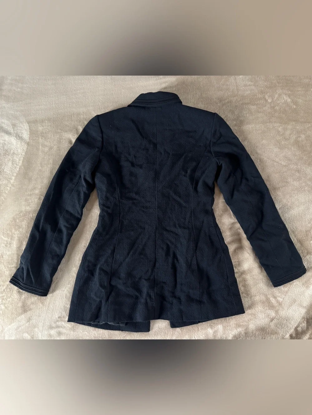 CHANEL Uniform Black Wool Blend Blazer Jacket France CC Logo Size 36 US 4